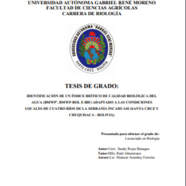 Identificación de Un Índice Biótico de Calidad Biológica del Agua (Bmwp’, Bmwp-Bol E Ibf)