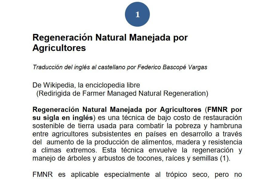 Regenación Natural Manejanda por Agricultores